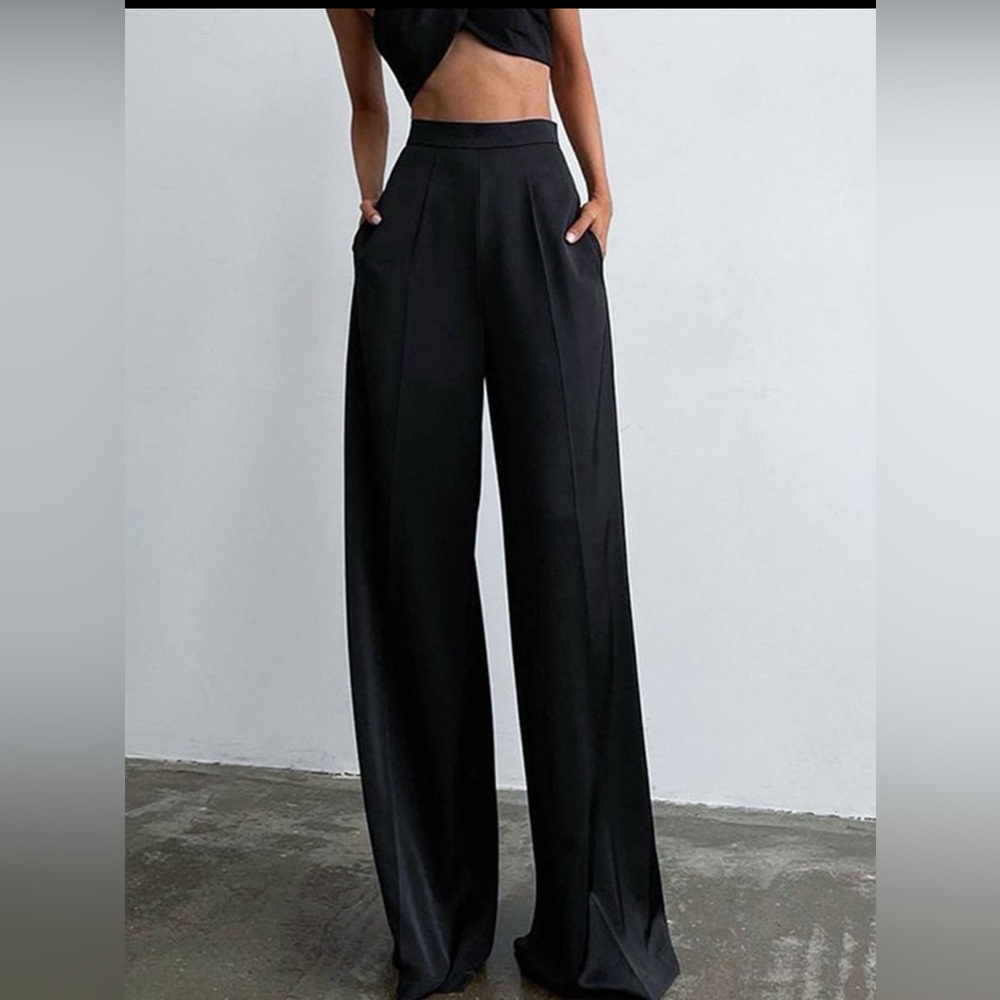 Commense NWT Oversized Satin Wide Leg Dress Pants